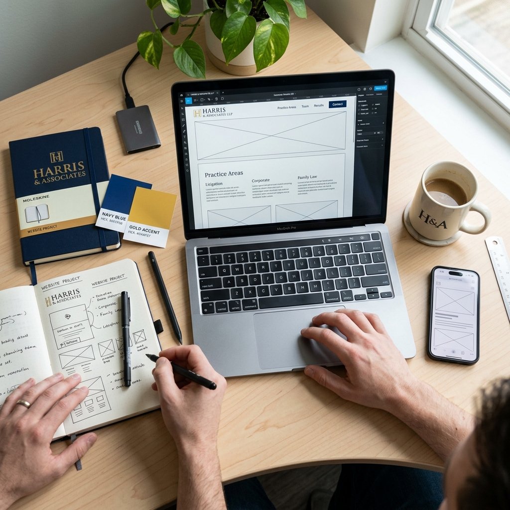 law firm digital marketing and attorney website design planning workspace